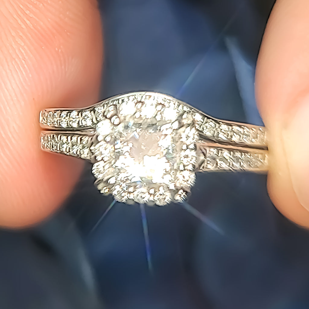 50588 - Princess Halo Natural Diamond Wedding Set