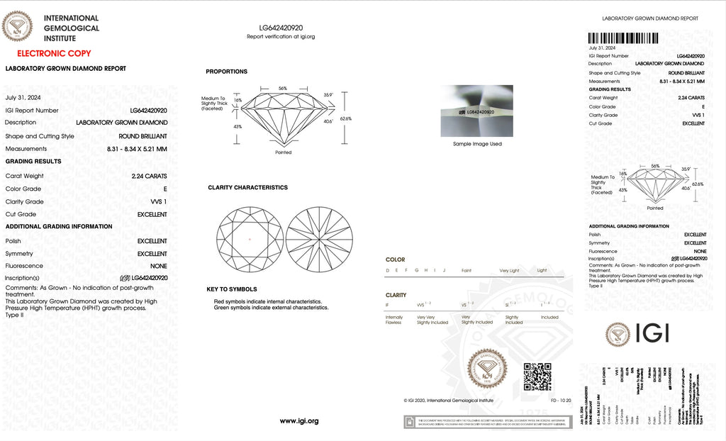 2.24 ct. E/VVS1 Round Solitaire Lab Diamond Engagement Ring