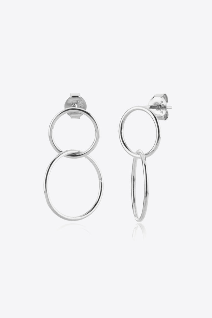 925 Sterling Silver Double Hoop Drop Earrings