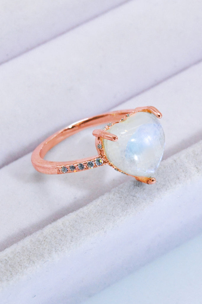 Heart-Shaped Natural Moonstone Ring