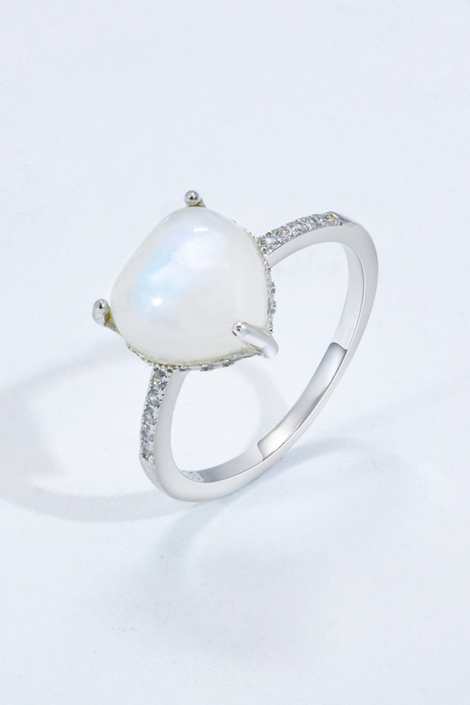 Heart-Shaped Natural Moonstone Ring