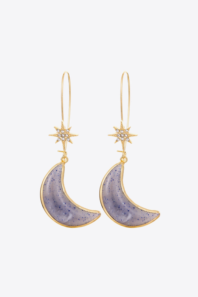 5-Pair Wholesale Resin Moon Drop Earrings