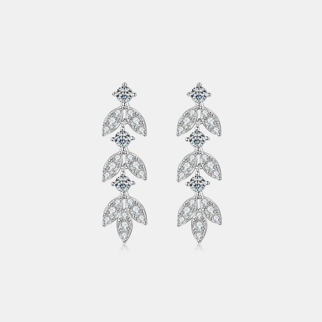 925 Sterling Silver Moissanite Leaf Earrings