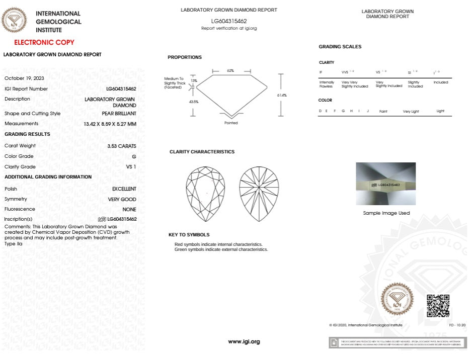3.53 ct. Pear Lab-Grown Diamond Solitaire Engagement Ring