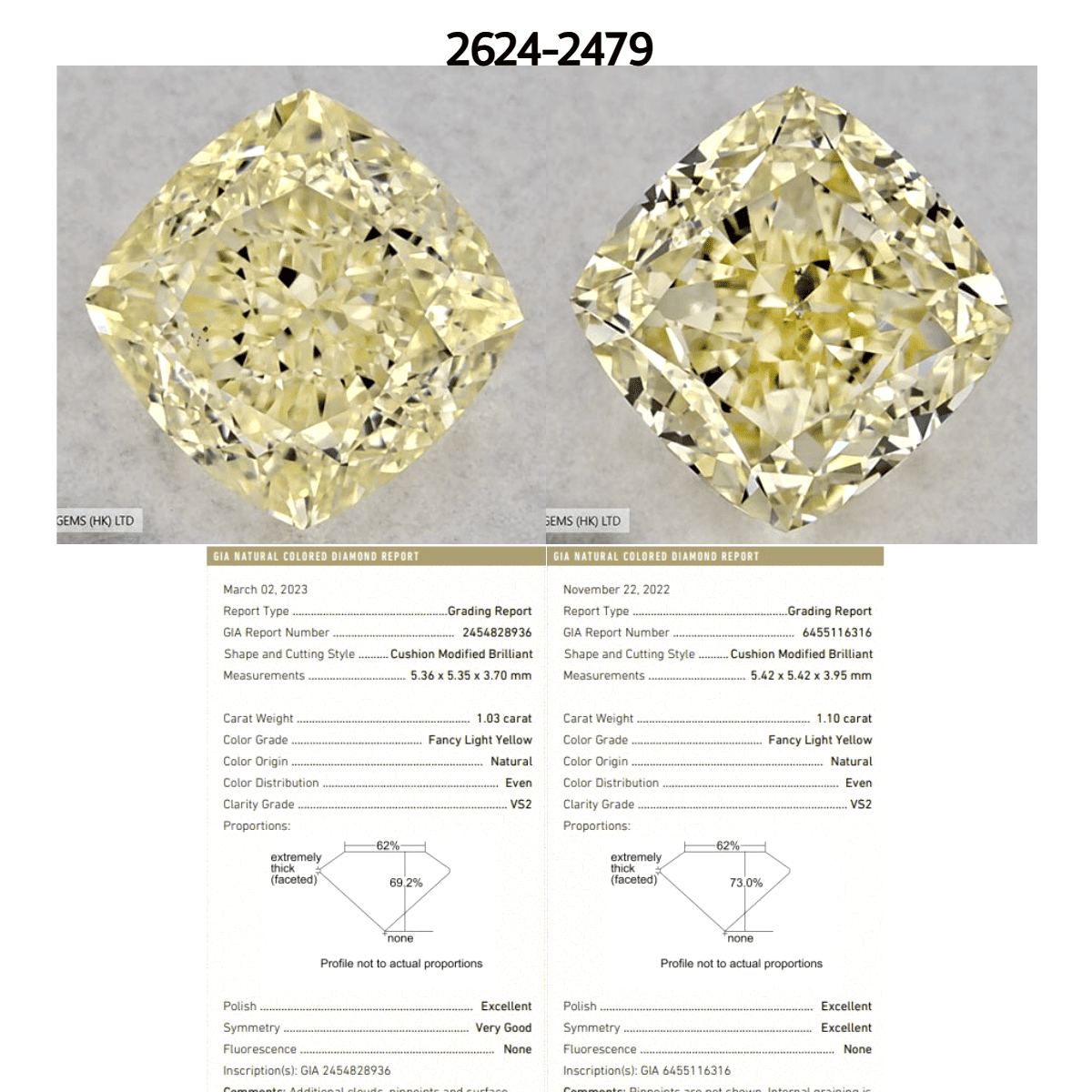 1.10 ct. Fancy Light Yellow/VS2 Cushion Modified Diamond | Mikado Diamonds