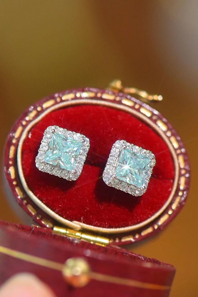 2 Carat Moissanite Square Earrings