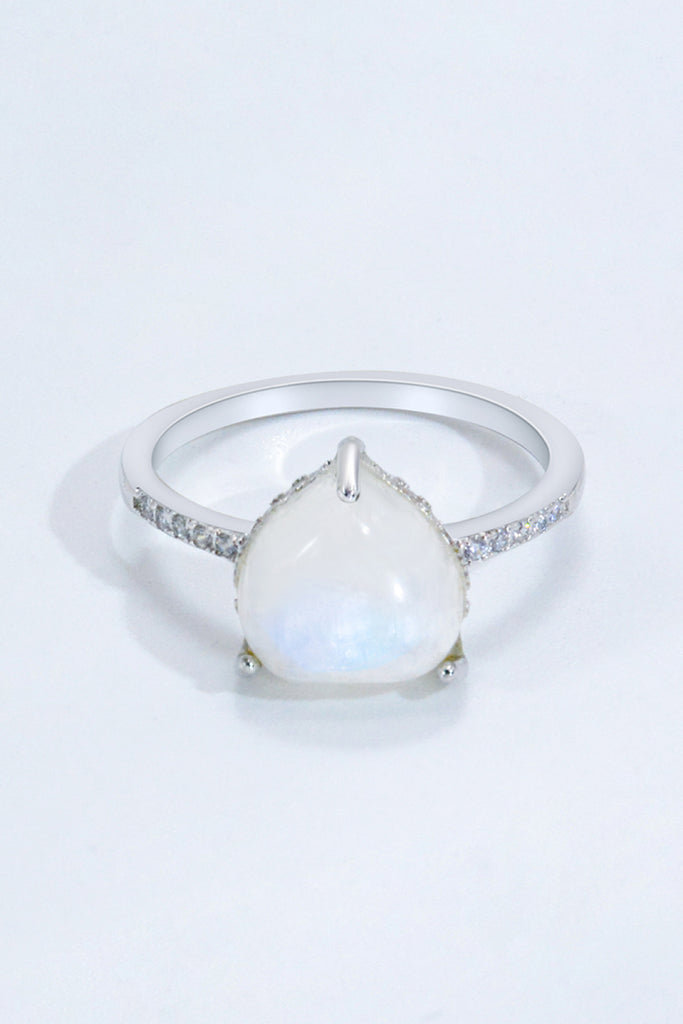 Heart-Shaped Natural Moonstone Ring