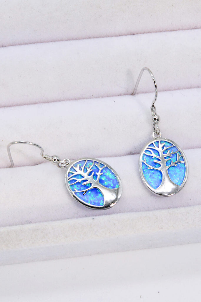 Opal Blue Platinum-Plated Drop Earrings