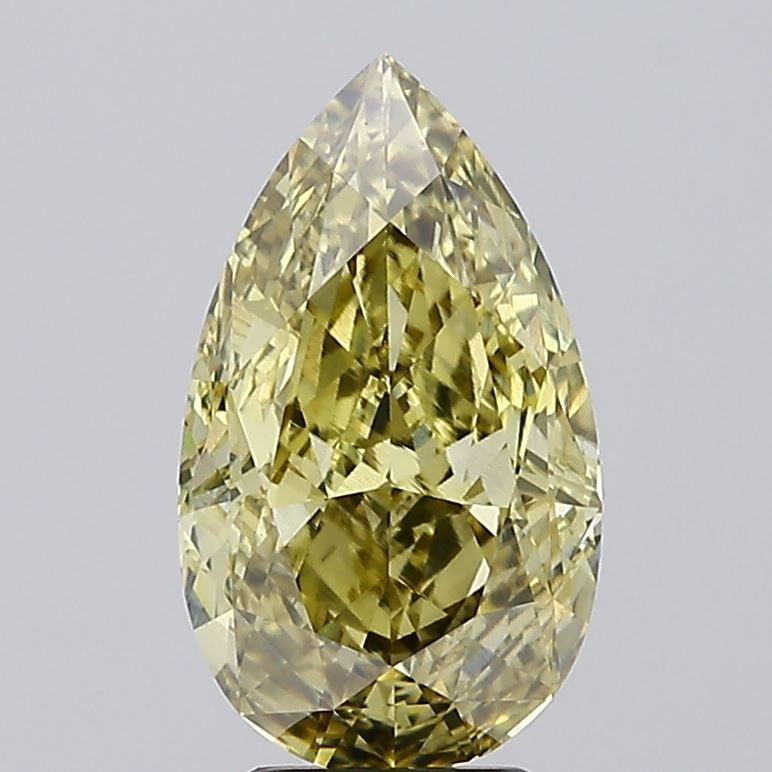 5.05 ct. Fancy Vivid Green Yellow/VS1 Pear Lab Grown Diamond