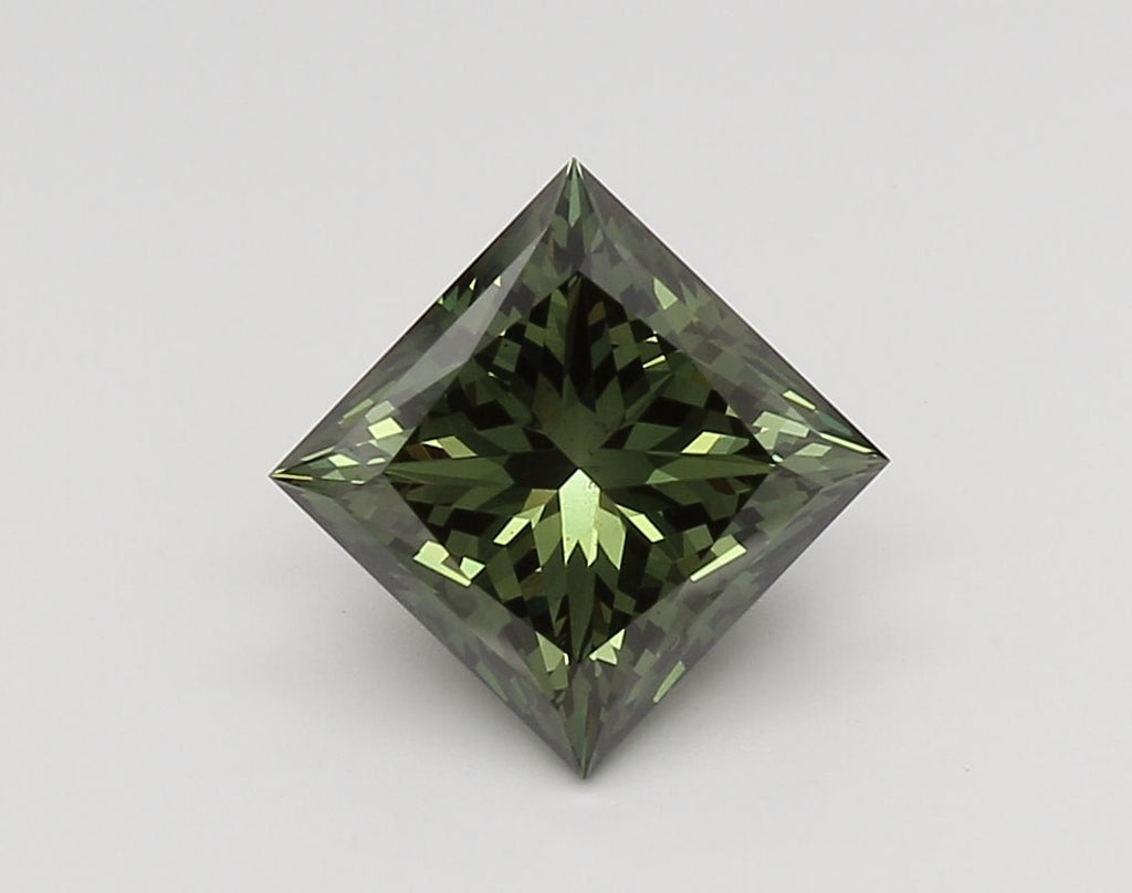 2.60 ct. Fancy Vivid Green/VS2 Princess Lab Grown Diamond