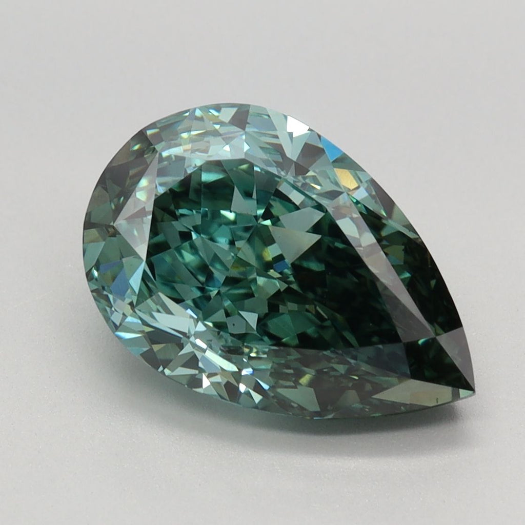 3.31 ct. Fancy Vivid Green/VS1 Pear Lab Grown Diamond