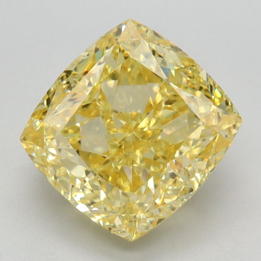 3.31 ct. Fancy Vivid Yellow/VS1 Cushion Lab Grown Diamond