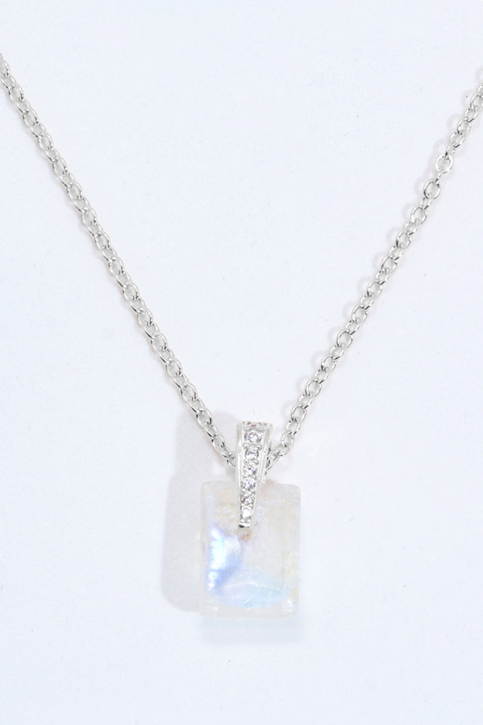 925 Sterling Silver Natural Moonstone Pendant Necklace