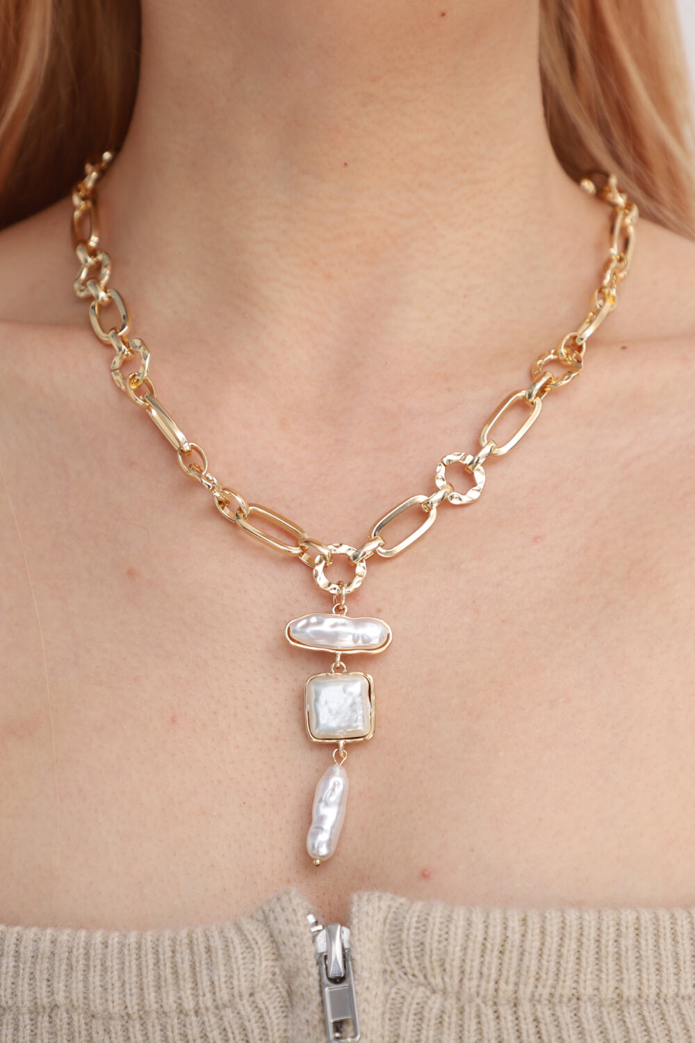 Freshwater Pearl Chunky Chain Necklace | Mikado Diamonds