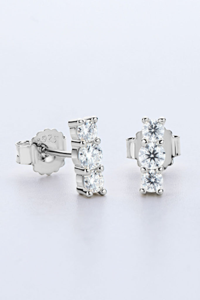 Heartbeat Rhythm 925 Sterling Silver Moissanite Stud Earrings