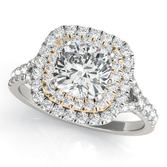 1.10 ct. Cushion Double Halo Moissanite & Diamond Engagement Ring