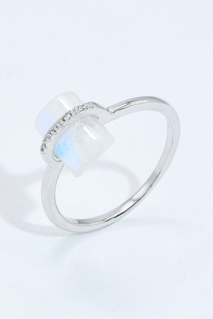 Natural Moonstone Platinum-Plated Ring