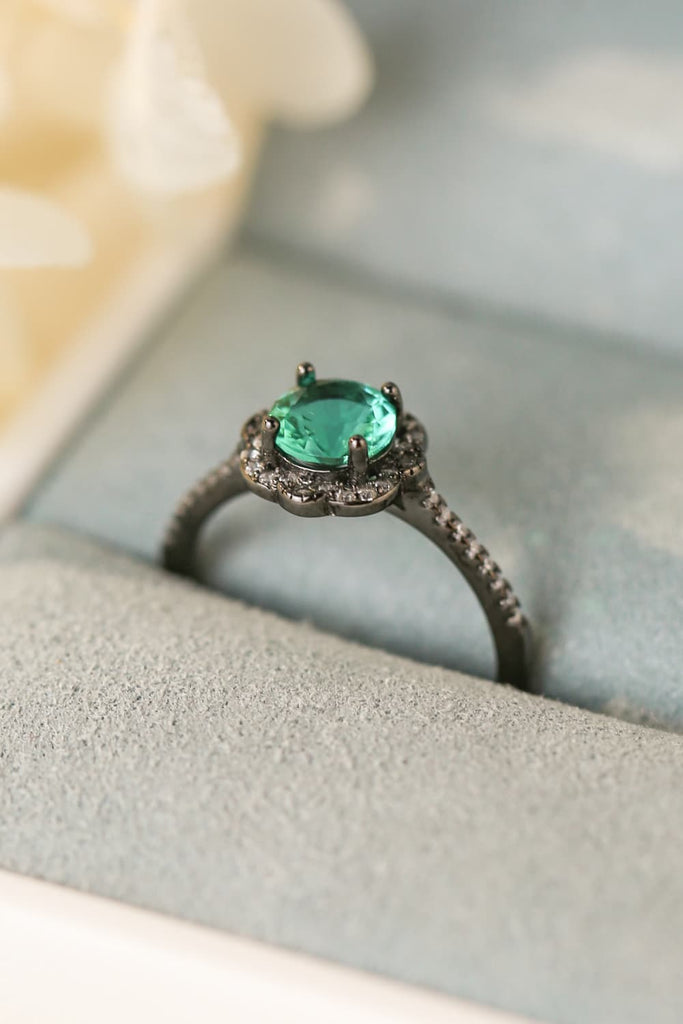 Paraiba Tourmaline Flower Shape Ring