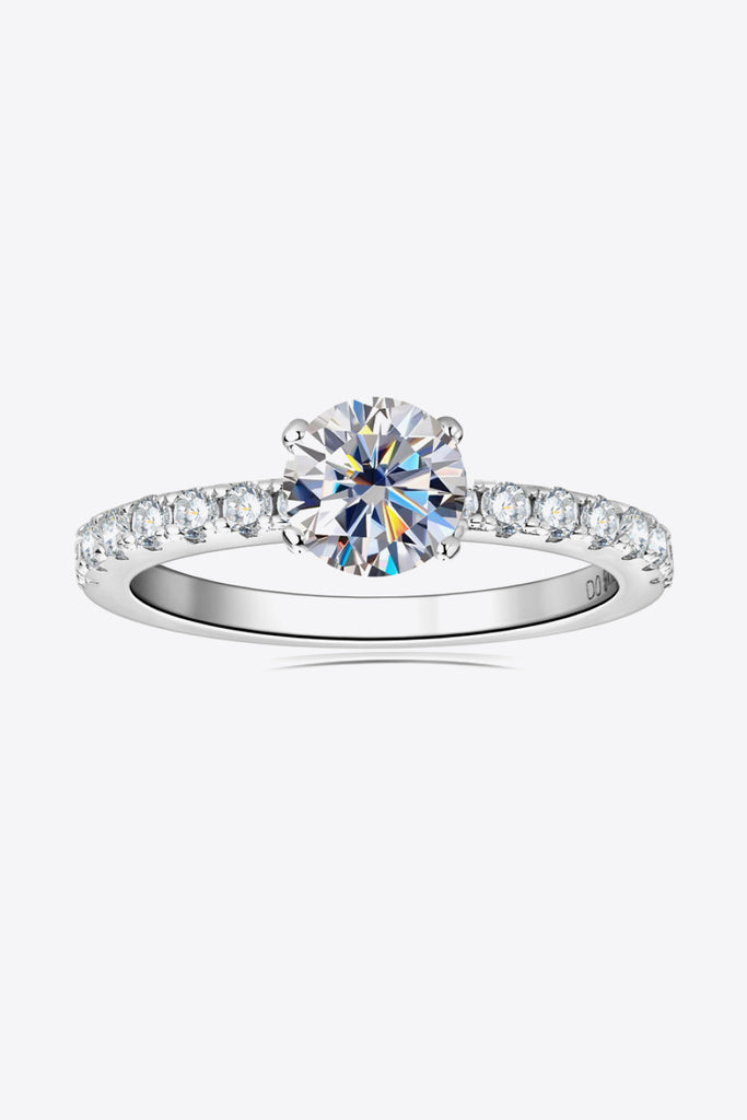 Moissanite Platinum-Plated Side Stone Ring