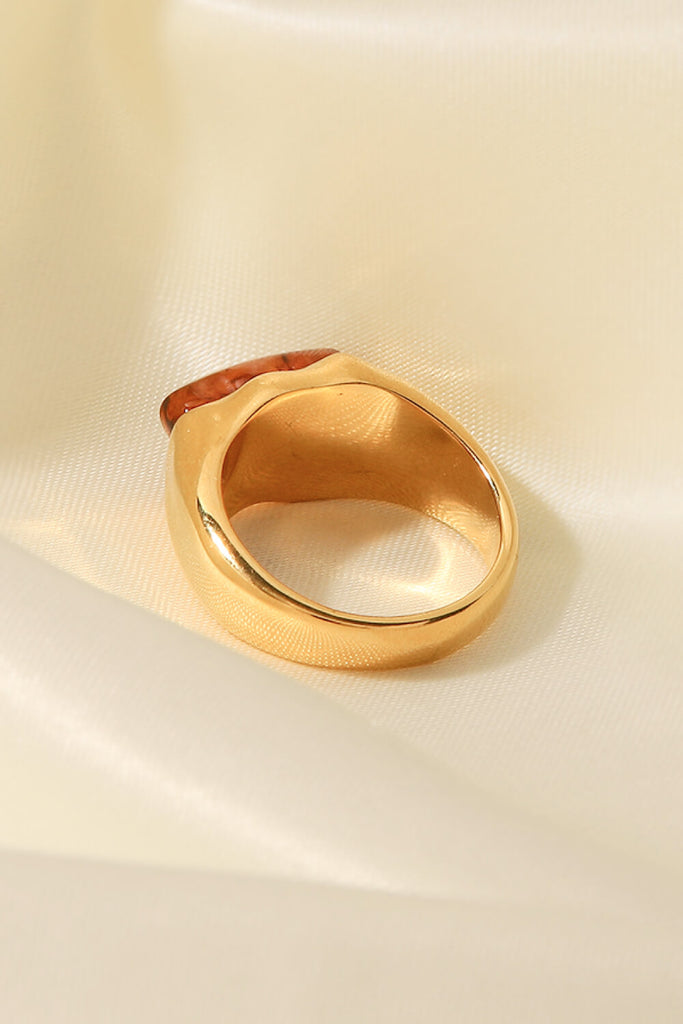 Inlaid Natural Stone Stainless Steel Ring