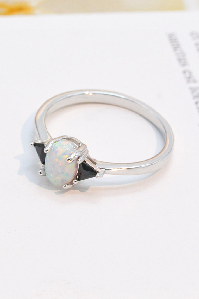 Contrast 925 Sterling Silver Opal Ring