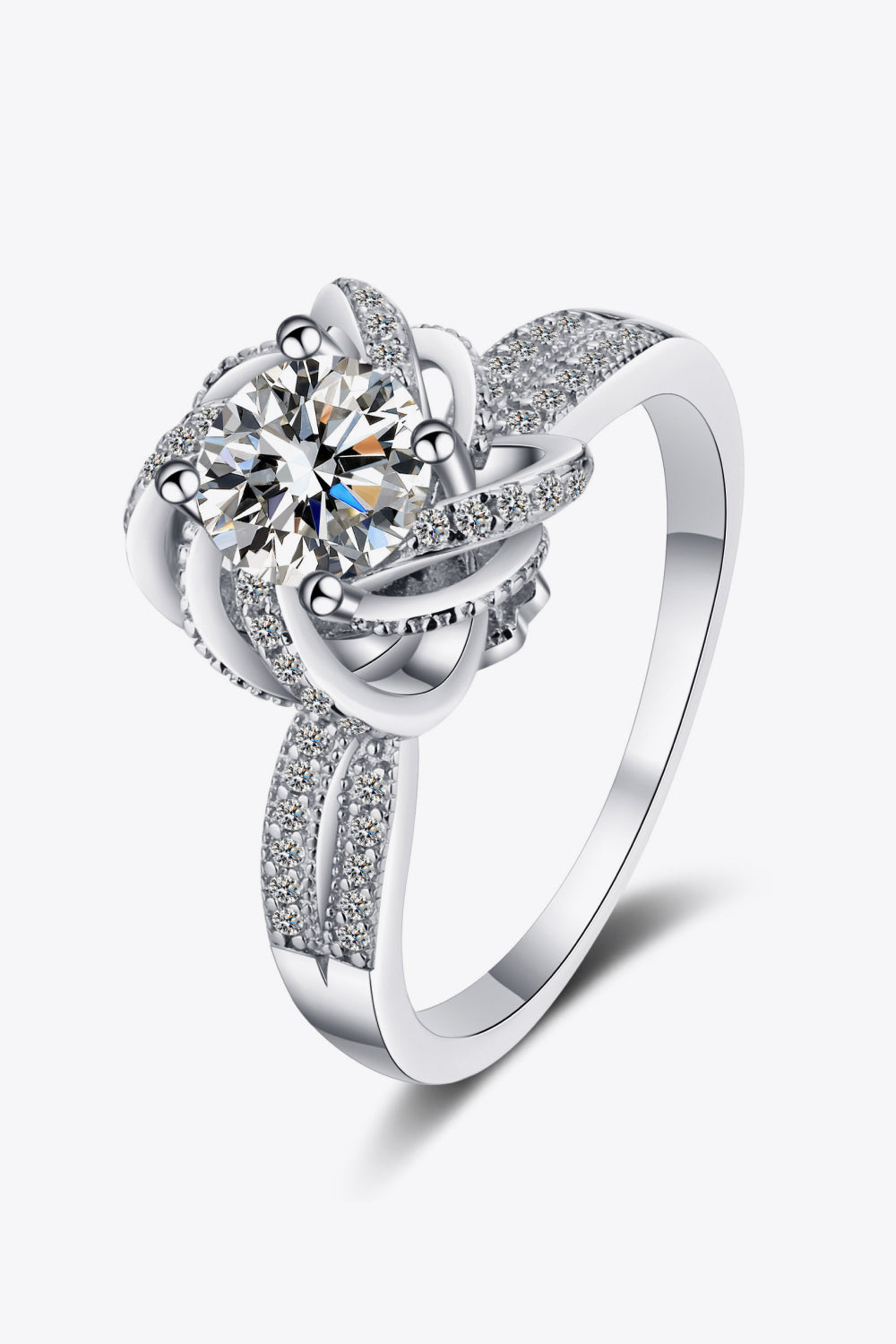 Sterling Silver 'Marry Me' Engagement Ring - 1CT NSCD Diamond Simulant In 18K White Gold Plated Setting For Women - View #7