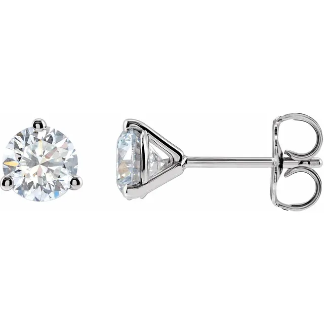 Round Lab-Grown Diamond Stud Earrings - 14k White Gold