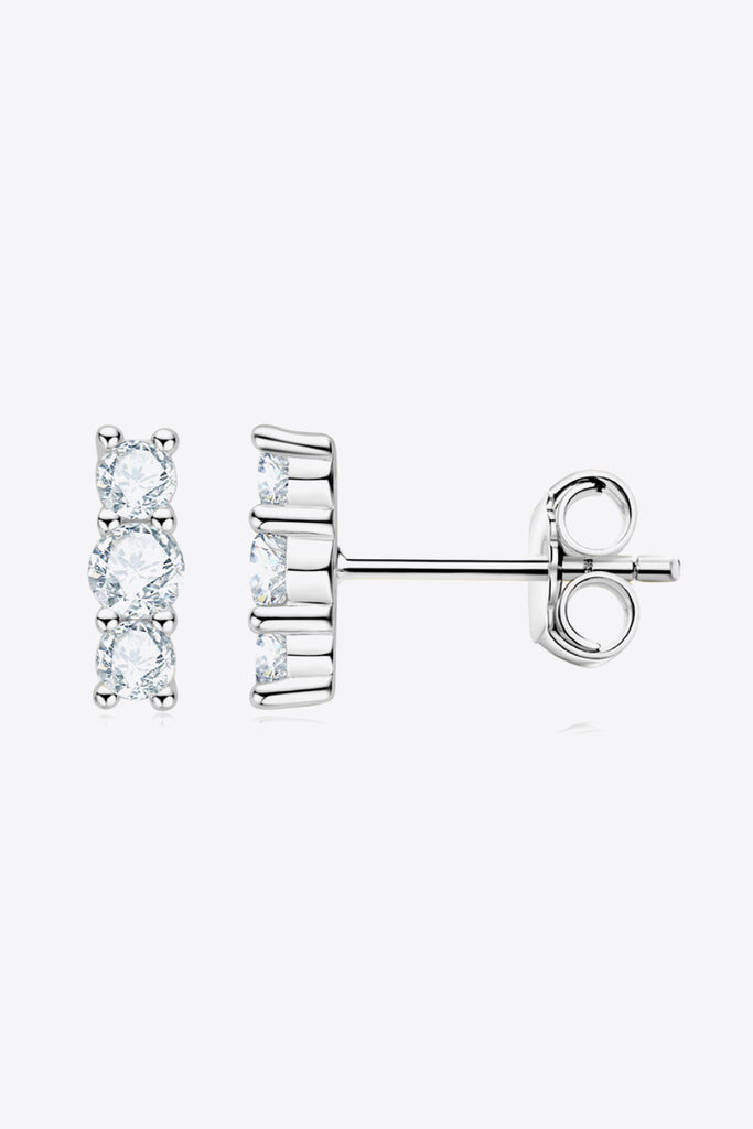 Heartbeat Rhythm 925 Sterling Silver Moissanite Stud Earrings