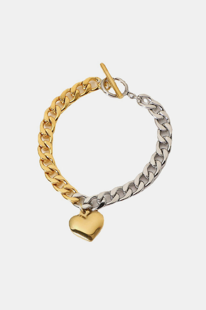 Honest Heart,'Silver Link Bracelet with Heart Charm from Thailand