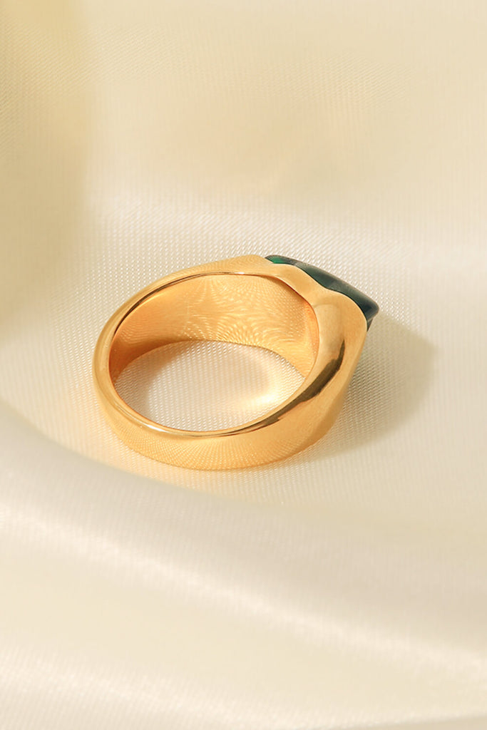 Inlaid Natural Stone Stainless Steel Ring