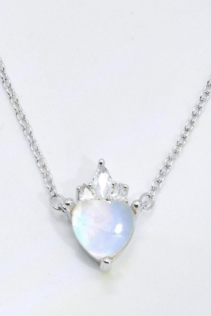 925 Sterling Silver Moonstone Heart Pendant Necklace